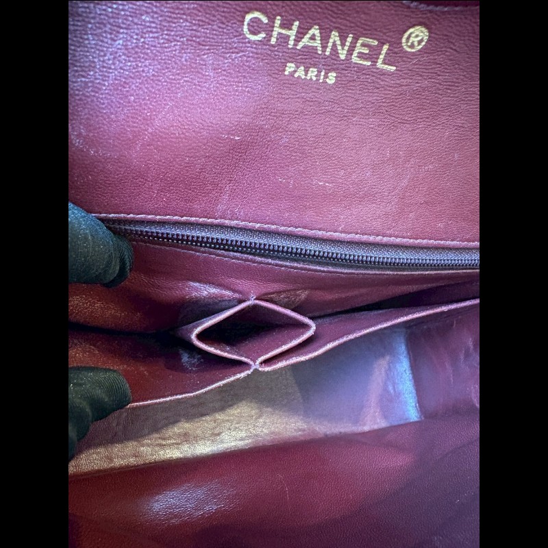 Chanel 金鍊黑羊皮菱格口蓋包 老香 vintage-18