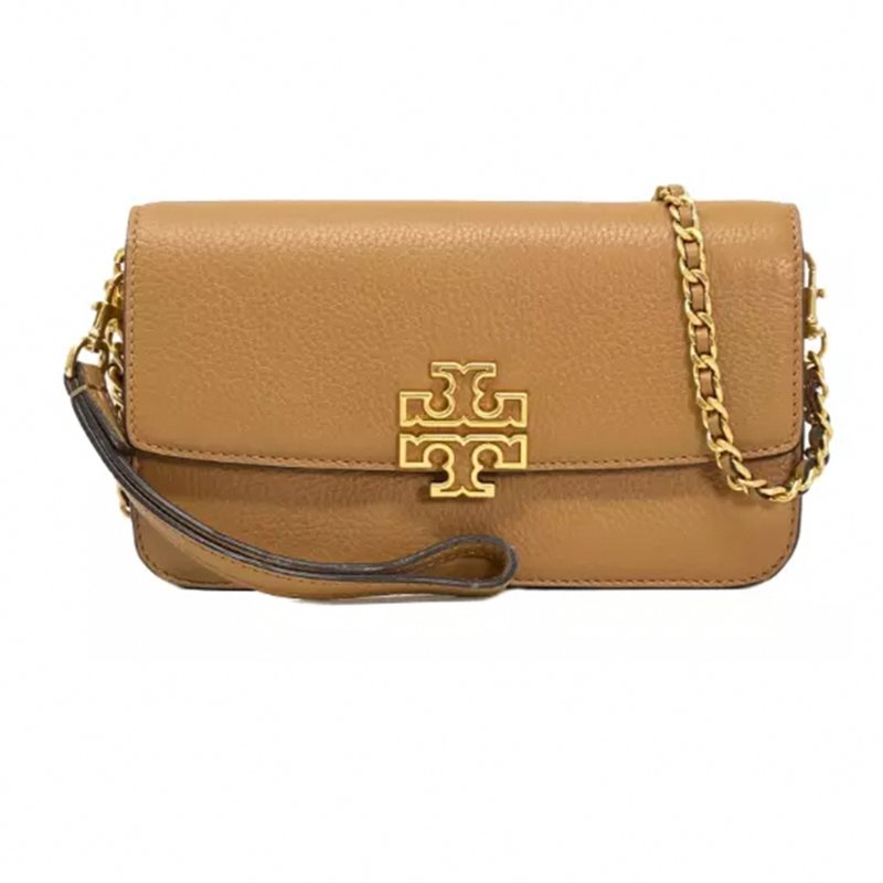 【TORY BURCH】雙T-LOGO皮革鏈條斜背包-駝色-0