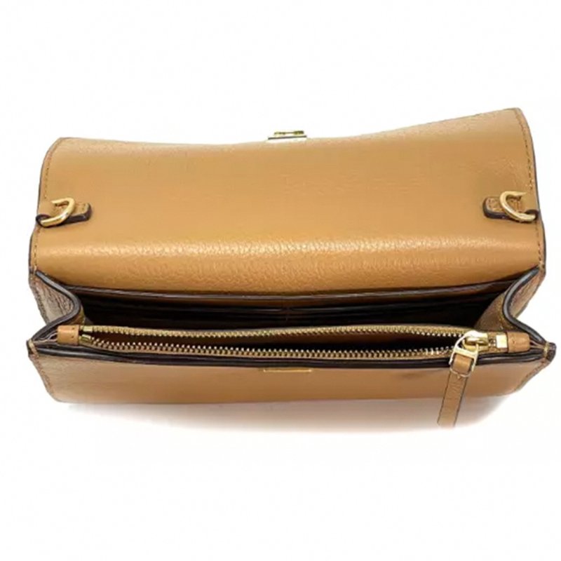 【TORY BURCH】雙T-LOGO皮革鏈條斜背包-駝色-3