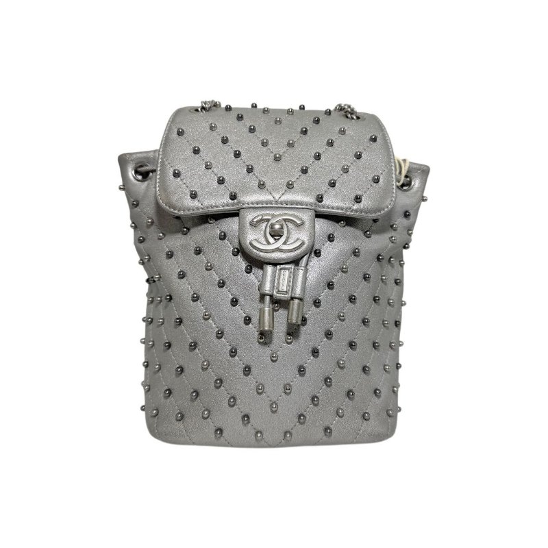 [2312]Chanel香奈兒 24系列書包  銀色  羊皮 中號-0