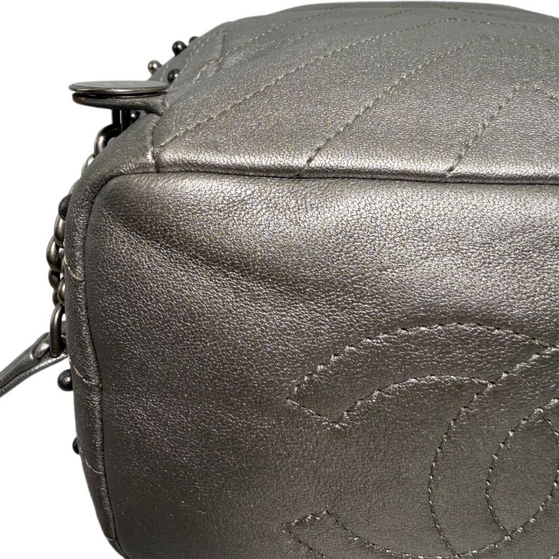 [2312]Chanel香奈兒 24系列書包  銀色  羊皮 中號-6