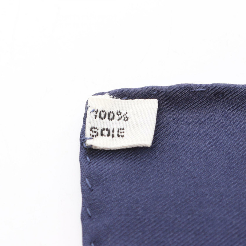 HERMES Carre90 LES CAVALIERS D'OR 圍巾 絲綢 海軍藍 白金 白色 二手 女士-2