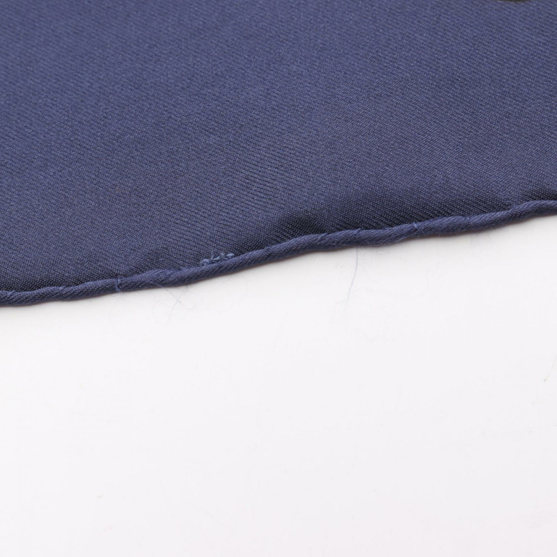 HERMES Carre90 LES CAVALIERS D'OR 圍巾 絲綢 海軍藍 白金 白色 二手 女士-3