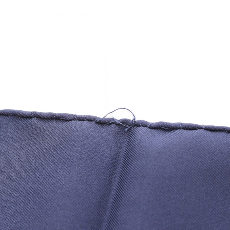 HERMES Carre90 LES CAVALIERS D'OR 圍巾 絲綢 海軍藍 白金 白色 二手 女士-6