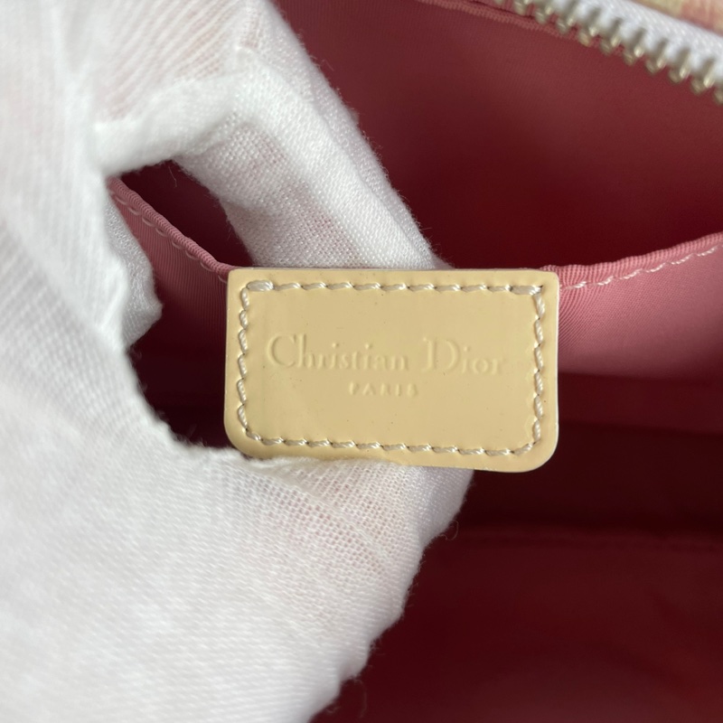 Dior 粉色老花花朵水鑽迷你 肩背包-18