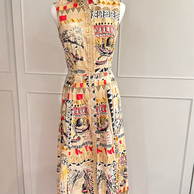 正品全新PRADA俐落襯衫背心型A幅洋裝適合XS~羅馬假期風格-3