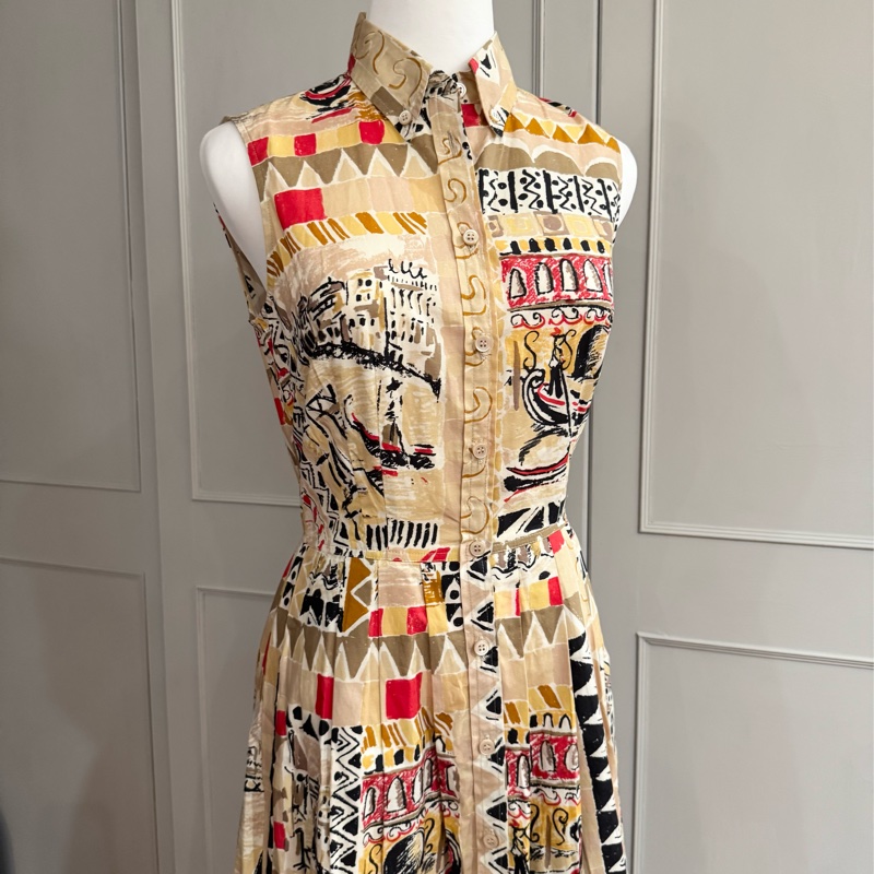 正品全新PRADA俐落襯衫背心型A幅洋裝適合XS~羅馬假期風格-6