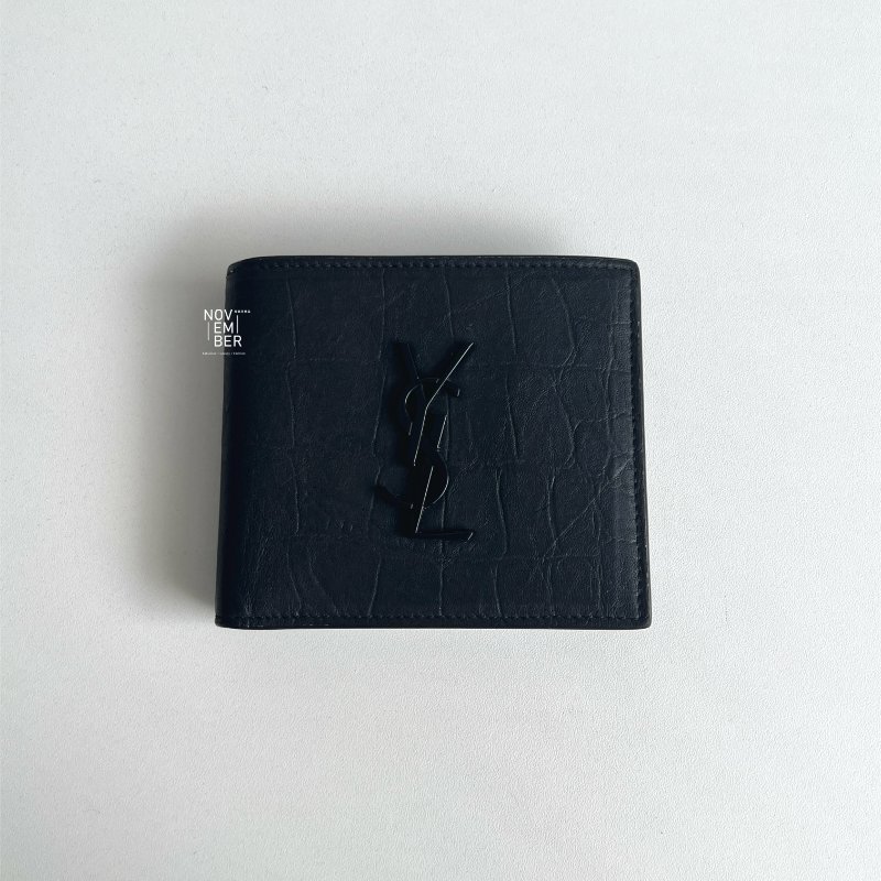 Saint Laurent YSL 聖羅蘭 男士金屬LOGO短夾-3