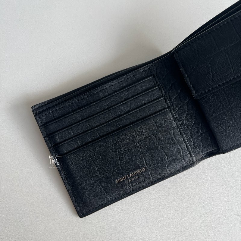 Saint Laurent YSL 聖羅蘭 男士金屬LOGO短夾-4