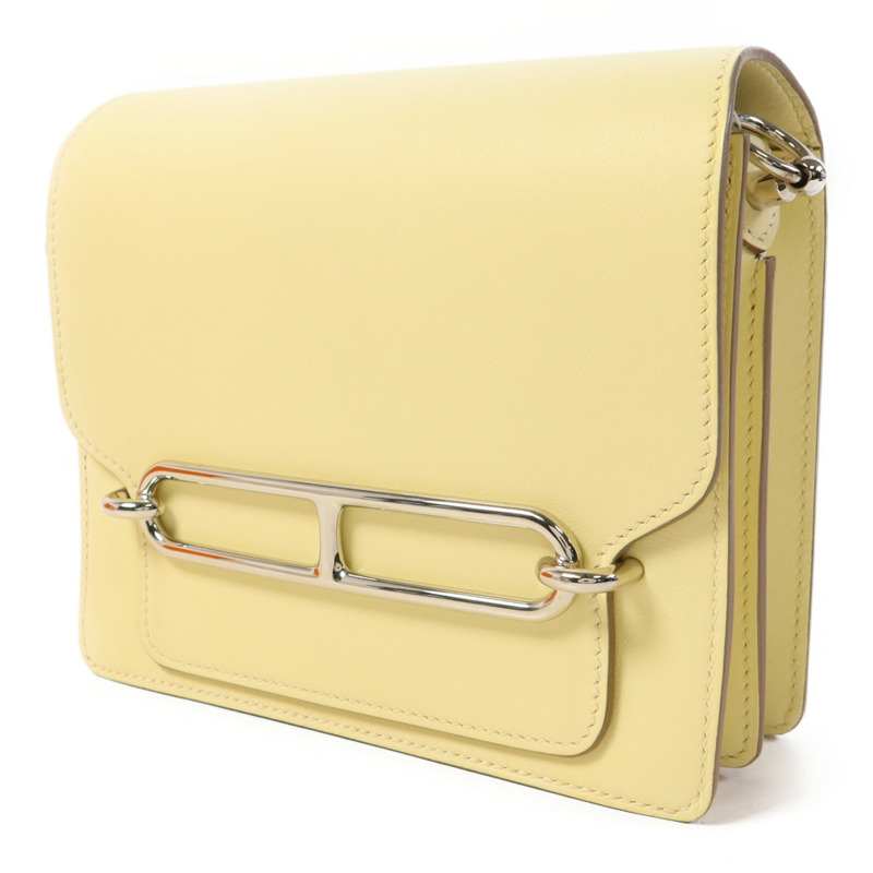 HERMES Swift皮革Roulis Mini銀扣肩背袋Jaune Milton-2