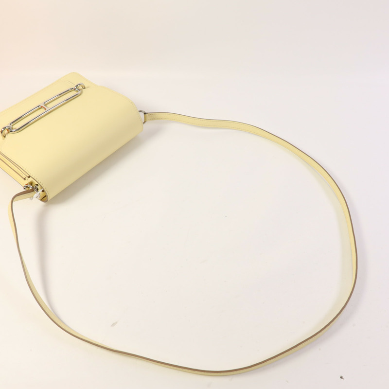 HERMES Swift皮革Roulis Mini銀扣肩背袋Jaune Milton-4