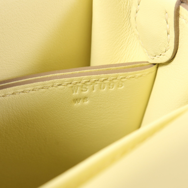 HERMES Swift皮革Roulis Mini銀扣肩背袋Jaune Milton-7