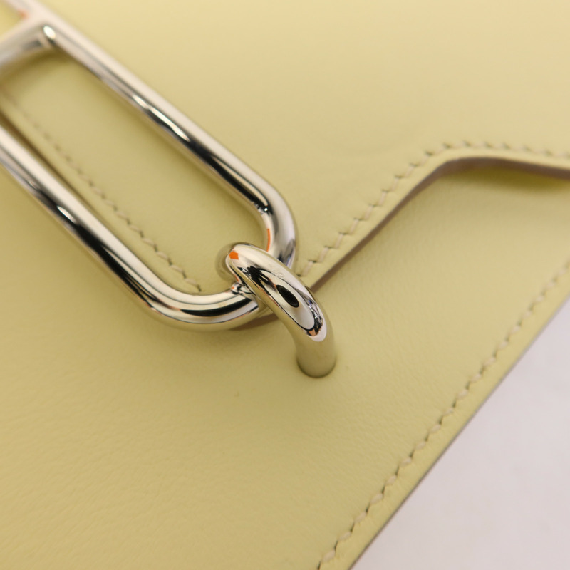 HERMES Swift皮革Roulis Mini銀扣肩背袋Jaune Milton-9
