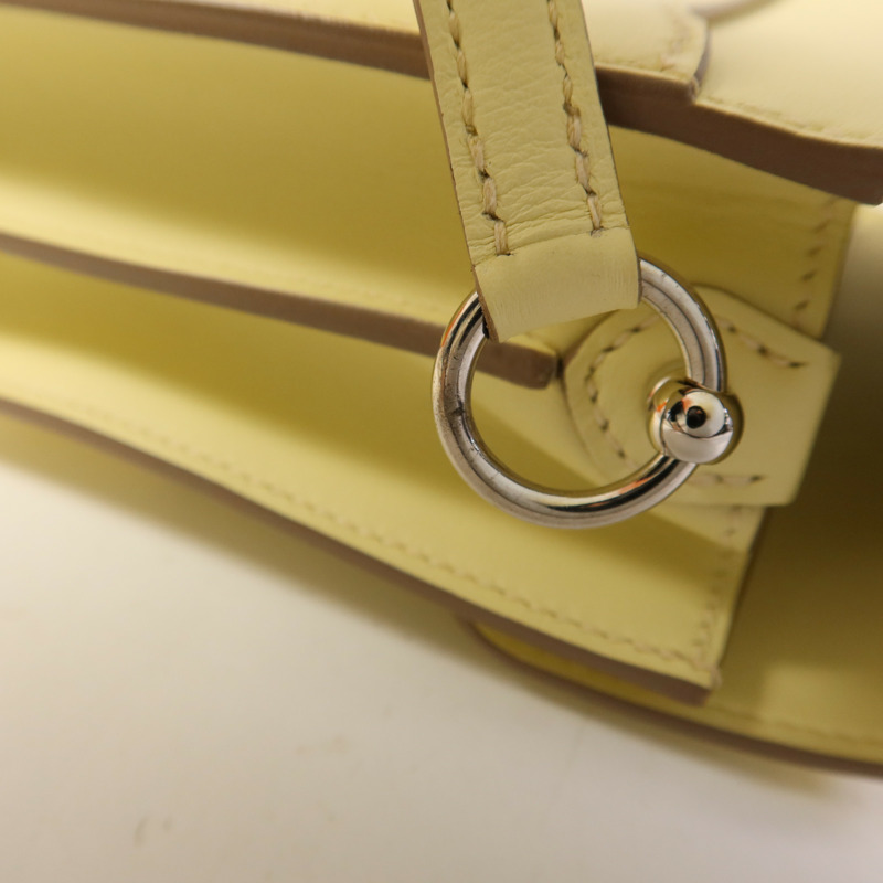 HERMES Swift皮革Roulis Mini銀扣肩背袋Jaune Milton-11