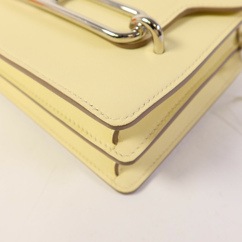 HERMES Swift皮革Roulis Mini銀扣肩背袋Jaune Milton-12