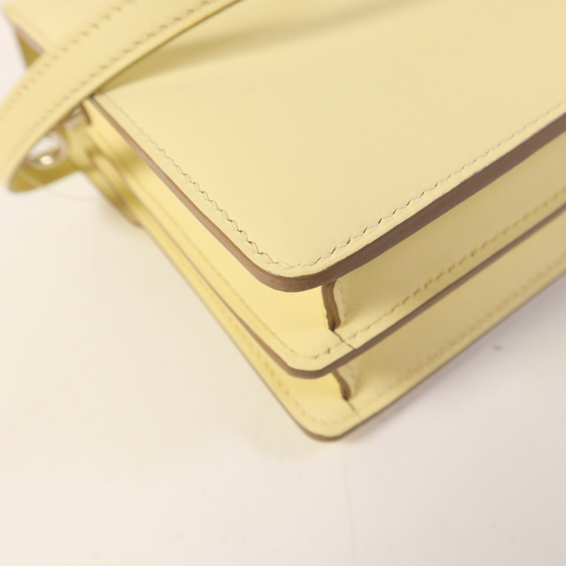 HERMES Swift皮革Roulis Mini銀扣肩背袋Jaune Milton-15