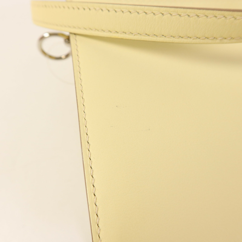 HERMES Swift皮革Roulis Mini銀扣肩背袋Jaune Milton-16