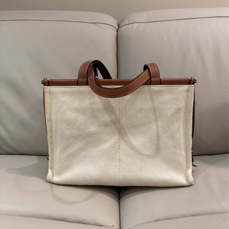 Loewe 羅意威 米色帆布皮革托特包/tote bag/92新美品-5