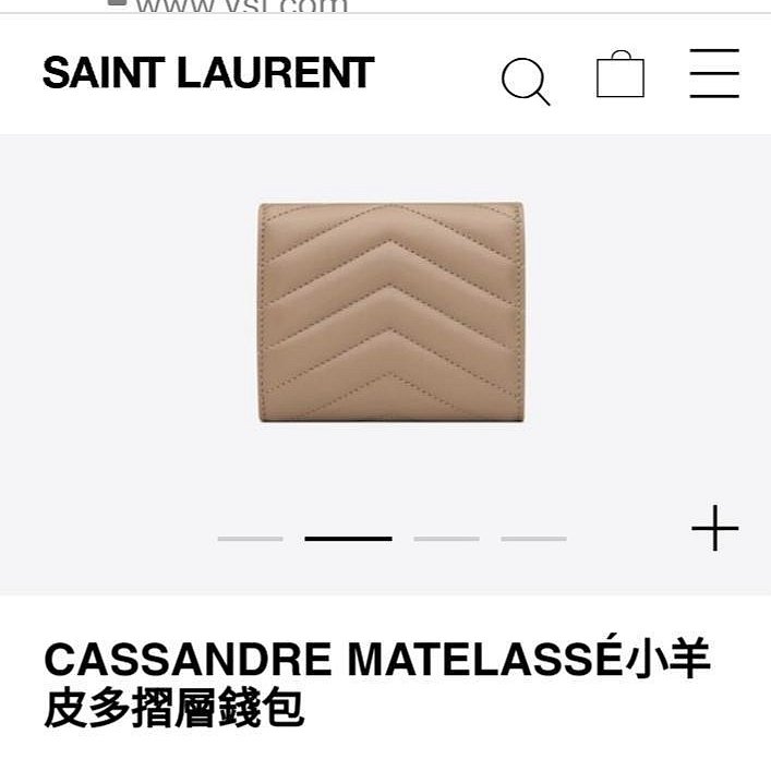 SAINT LAURENT YSL 小牛皮 荔枝紋 Min 三折短夾 零錢包 卡包 卡夾 義大利製 現貨 原價22000-2