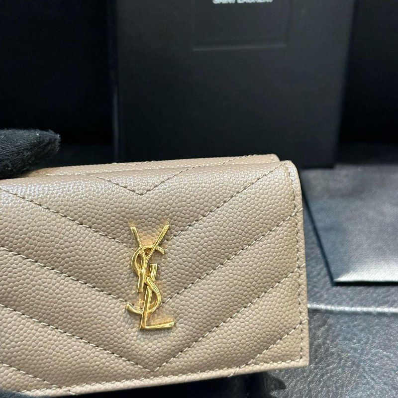 SAINT LAURENT YSL 小牛皮 荔枝紋 Min 三折短夾 零錢包 卡包 卡夾 義大利製 現貨 原價22000-3