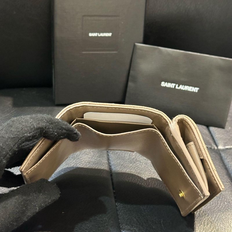 SAINT LAURENT YSL 小牛皮 荔枝紋 Min 三折短夾 零錢包 卡包 卡夾 義大利製 現貨 原價22000-4