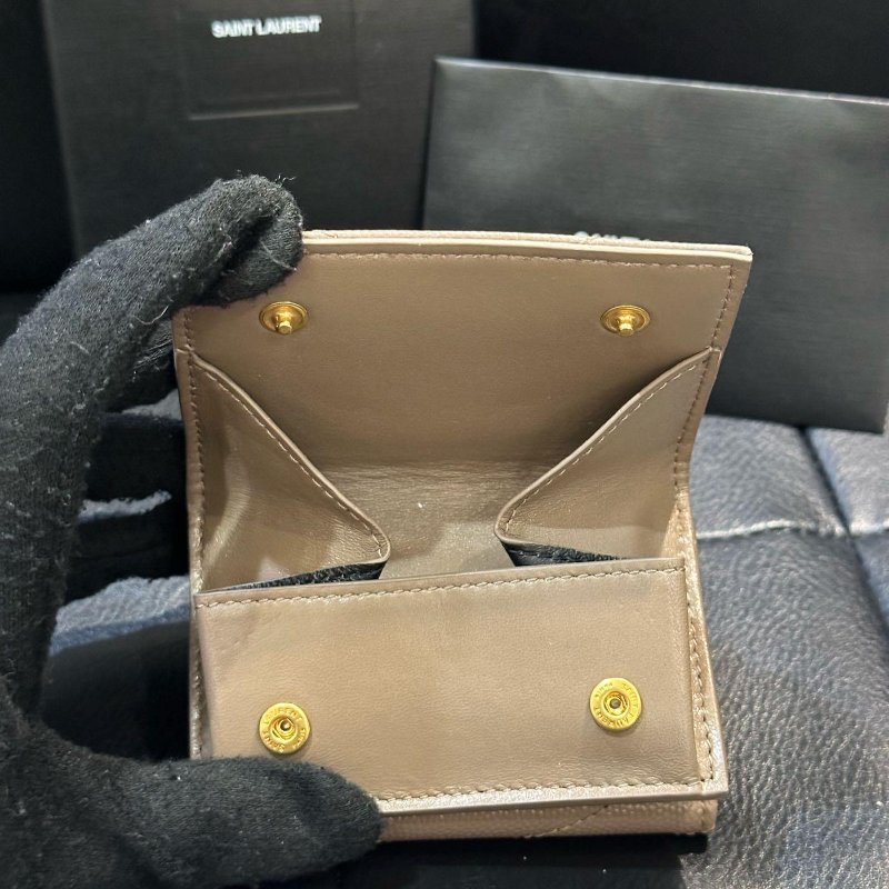 SAINT LAURENT YSL 小牛皮 荔枝紋 Min 三折短夾 零錢包 卡包 卡夾 義大利製 現貨 原價22000-5