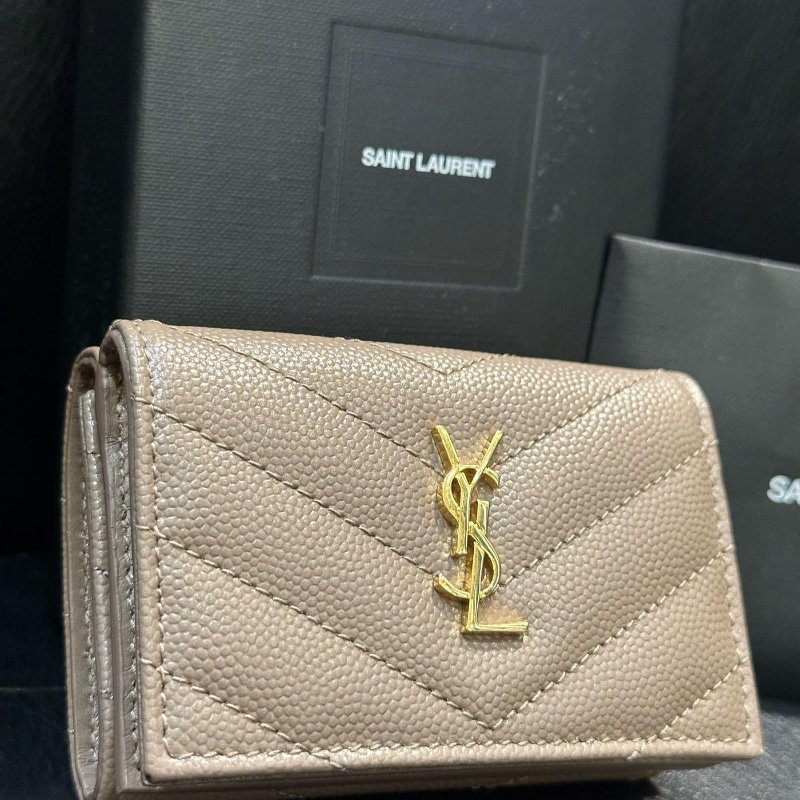 SAINT LAURENT YSL 小牛皮 荔枝紋 Min 三折短夾 零錢包 卡包 卡夾 義大利製 現貨 原價22000-7
