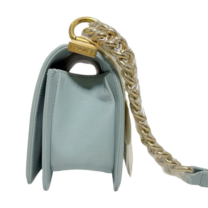 【2211】香奈兒Chanel Le Boy Small 99% New Aqua Green Crossbody Bag 17 系列織紋小羊皮斜背包-2