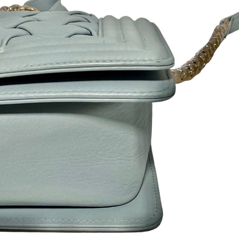 【2211】香奈兒Chanel Le Boy Small 99% New Aqua Green Crossbody Bag 17 系列織紋小羊皮斜背包-5