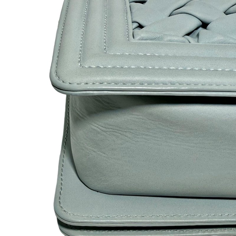 【2211】香奈兒Chanel Le Boy Small 99% New Aqua Green Crossbody Bag 17 系列織紋小羊皮斜背包-6