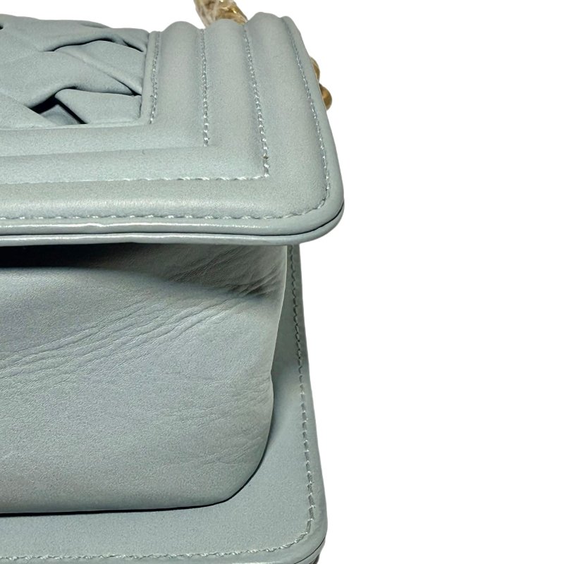 【2211】香奈兒Chanel Le Boy Small 99% New Aqua Green Crossbody Bag 17 系列織紋小羊皮斜背包-7