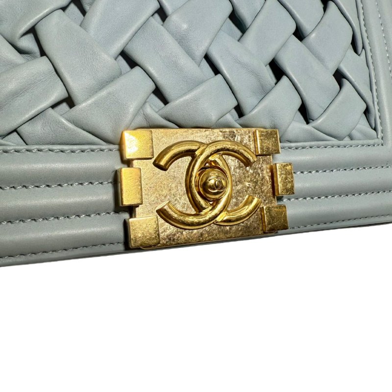 【2211】香奈兒Chanel Le Boy Small 99% New Aqua Green Crossbody Bag 17 系列織紋小羊皮斜背包-10