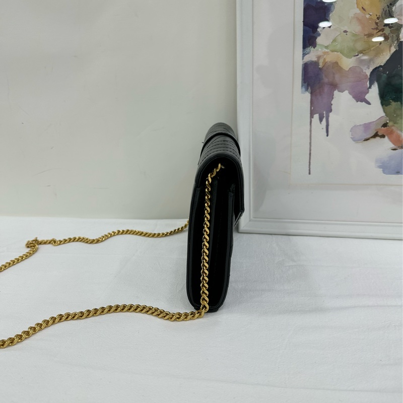 YSL聖羅蘭新 Envelope信封包 黑色魚子醬牛皮 22年編碼 尺寸21*14*6cm-2