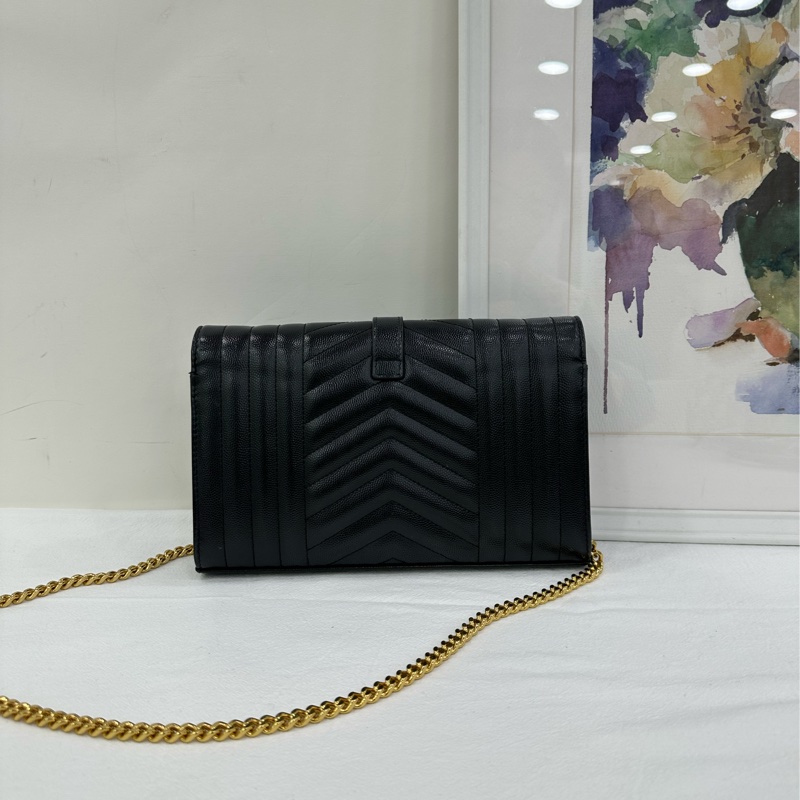 YSL聖羅蘭新 Envelope信封包 黑色魚子醬牛皮 22年編碼 尺寸21*14*6cm-4