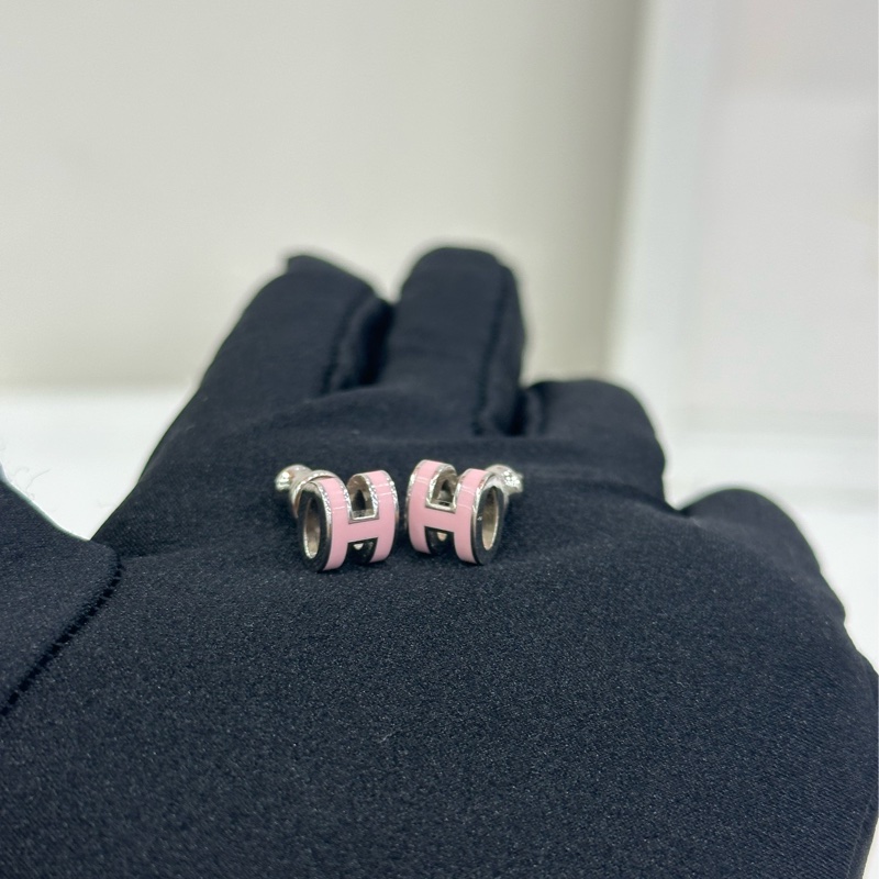 HERMES愛馬仕mini pop耳環粉紅色-1