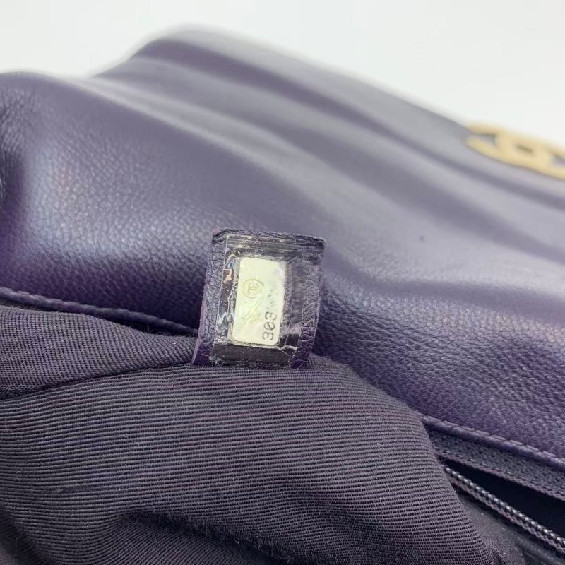 CHANEL19 Large Handbag 深紫色山羊皮19bag-5
