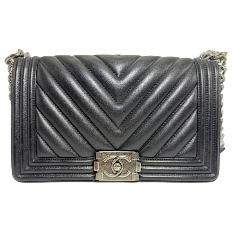 【2403】香奈兒Chanel Le Boy 中號  黑色 22 系列小牛皮斜挎包-0