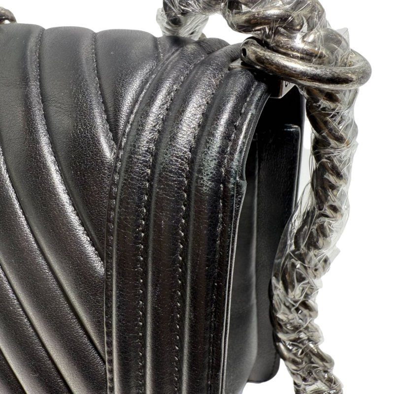 【2403】香奈兒Chanel Le Boy 中號  黑色 22 系列小牛皮斜挎包-5