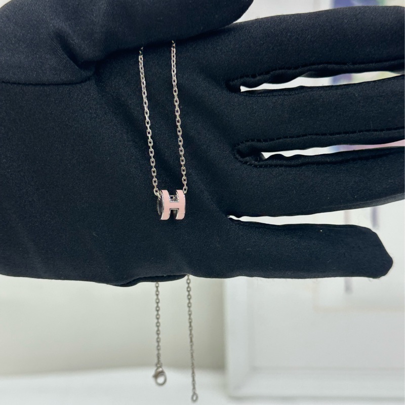 Hermes/愛馬仕 mini pop H 項鍊 粉紅色-0