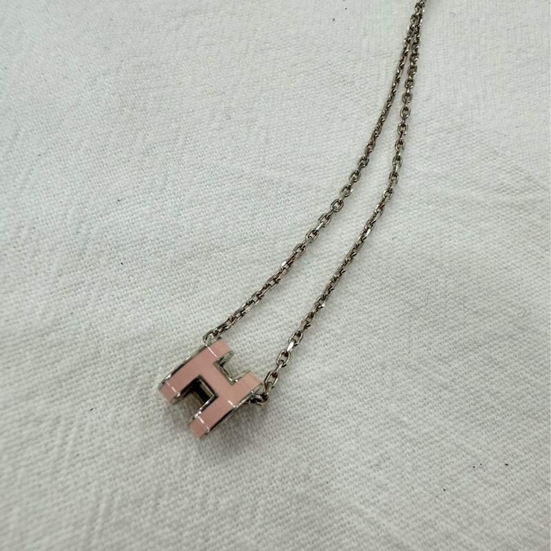 Hermes/愛馬仕 mini pop H 項鍊 粉紅色-4