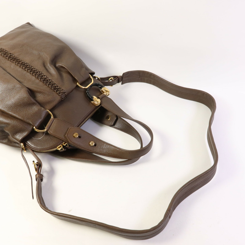 BVLGARI 牛皮皮革2 Way Shoulder Bag金扣手挽肩背兩用袋-4