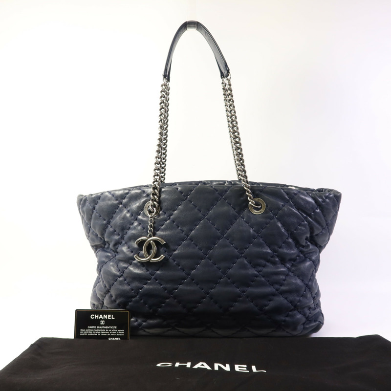 CHANEL 牛皮皮革Tote Bag鏈帶肩背袋-24