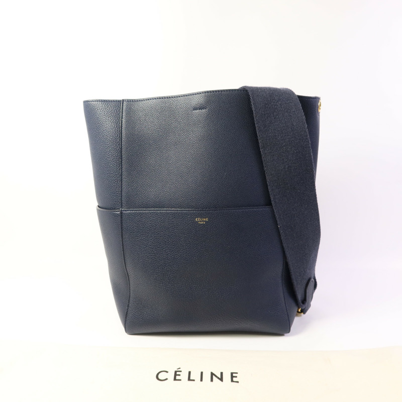 CELINE 牛皮皮革Sangle Bucket Bag Large金扣肩背袋-18