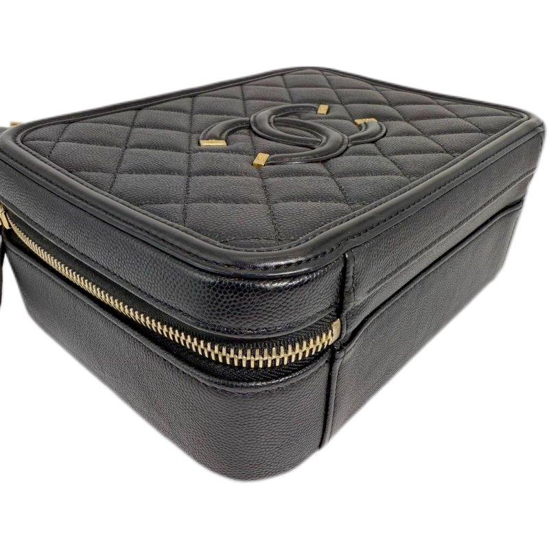  [ 2441］ Chanel 香奈兒 vanity相機包 黑色 (荔枝皮)中號-6
