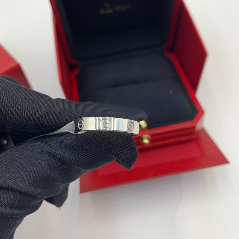 Cartier Mini Love 1D Ring 卡地亞白金戒指58號-1