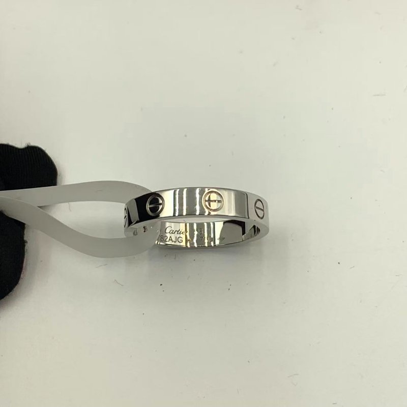 Cartier Mini Love 1D Ring 卡地亞白金戒指58號-3
