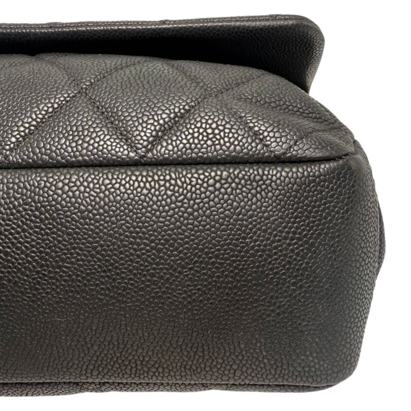 【2461】香奈兒Chanel經典翻蓋 中號 黑色斜挎包 16 系列魚子醬色皮革-9