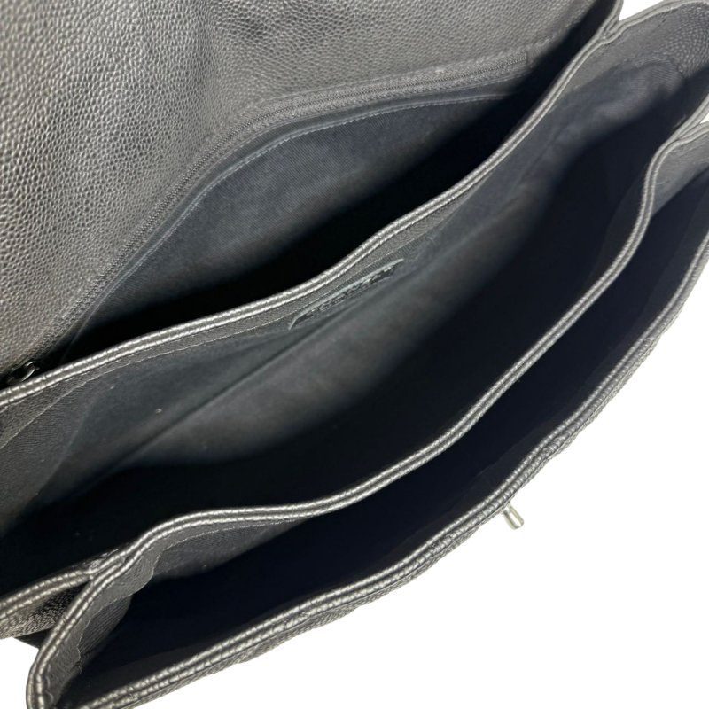 【2461】香奈兒Chanel經典翻蓋 中號 黑色斜挎包 16 系列魚子醬色皮革-10