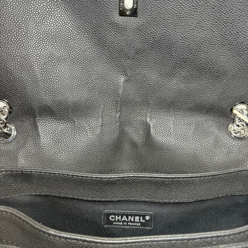 【2461】香奈兒Chanel經典翻蓋 中號 黑色斜挎包 16 系列魚子醬色皮革-11