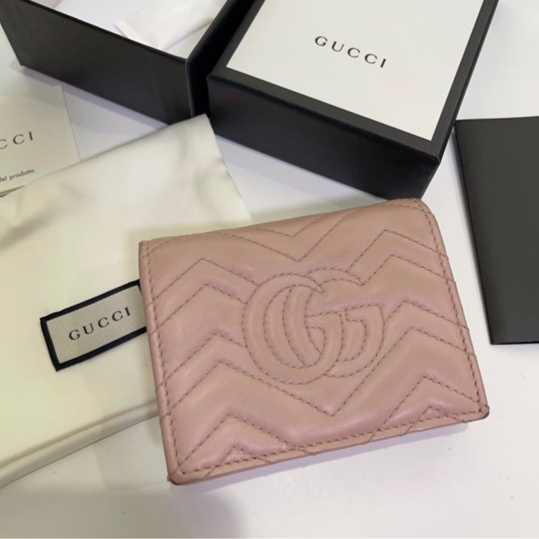 GUCCI GG Marmont 牛皮雙G 短夾 錢包-6